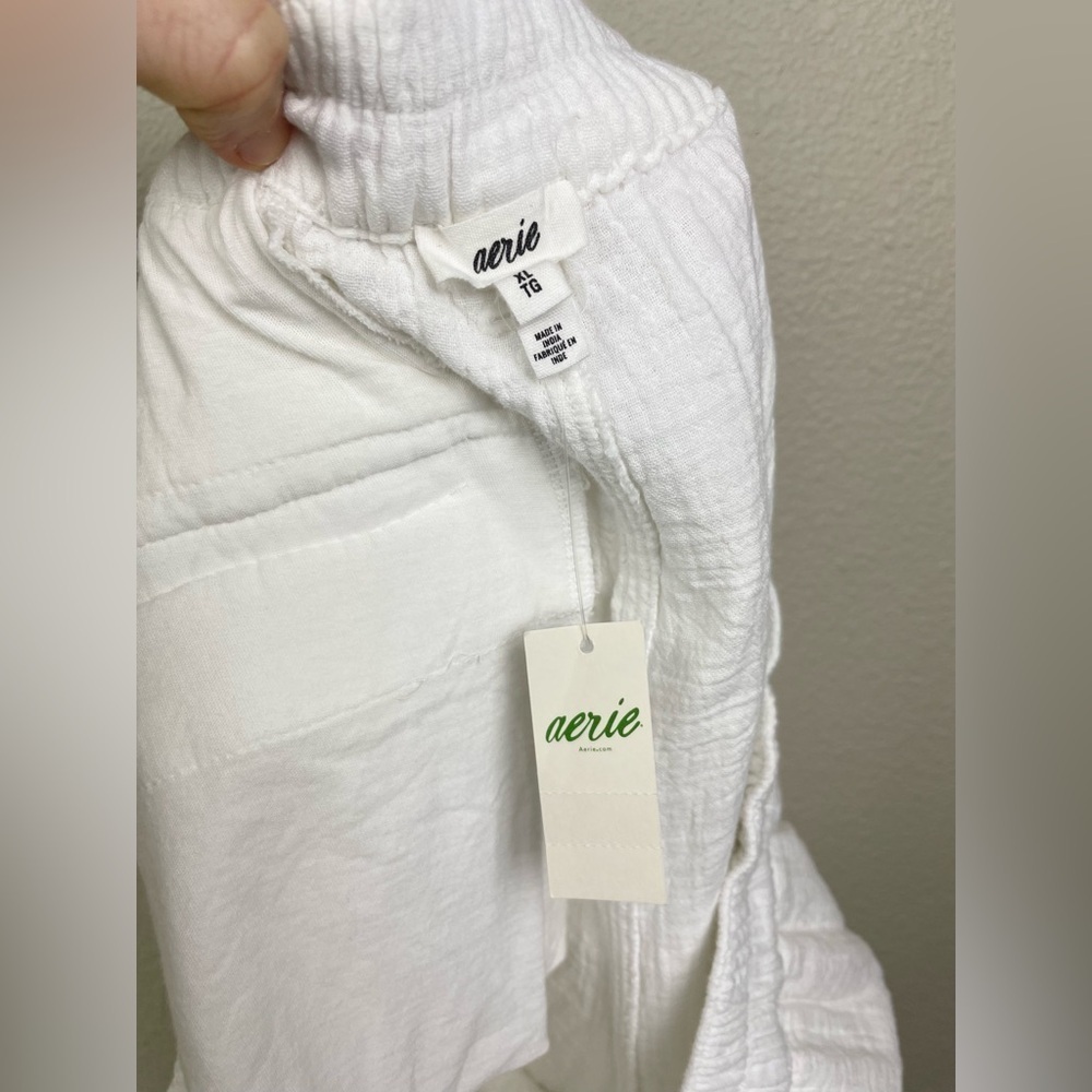 Aerie Women's XL Daybreak Trouser Short White Mid Rise 100% Cotton Beach MidRise - Picture 13 of 16